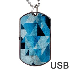 Plane And Solid Geometry Charming Plaid Triangle Blue Black Dog Tag Usb Flash (one Side) by Mariart