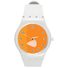 Screen Shot Circle Animations Orange White Line Color Round Plastic Sport Watch (m) by Mariart