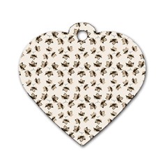 Autumn Leaves Motif Pattern Dog Tag Heart (one Side) by dflcprints