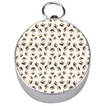 Autumn Leaves Motif Pattern Silver Compasses Front