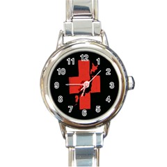Sign Health Red Black Round Italian Charm Watch by Mariart