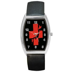 Sign Health Red Black Barrel Style Metal Watch by Mariart