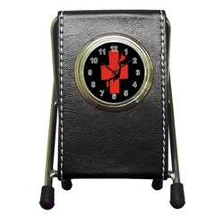 Sign Health Red Black Pen Holder Desk Clocks