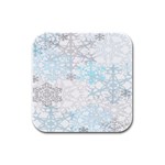 Sign Flower Floral Transparent Rubber Square Coaster (4 pack)  Front