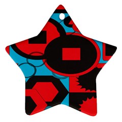 Stancilm Circle Round Plaid Triangle Red Blue Black Ornament (star)