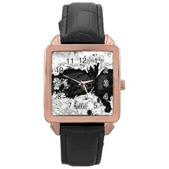 Abstraction Rose Gold Leather Watch  by Valentinaart