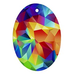 Triangles Space Rainbow Color Ornament (oval) by Mariart