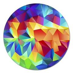 Triangles Space Rainbow Color Magnet 5  (round) by Mariart