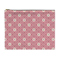 Sunflower Star White Pink Chevron Wave Polka Cosmetic Bag (xl) by Mariart