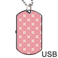 Sunflower Star White Pink Chevron Wave Polka Dog Tag Usb Flash (two Sides)