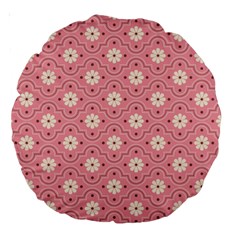 Sunflower Star White Pink Chevron Wave Polka Large 18  Premium Round Cushions