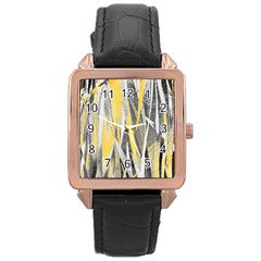 Abstraction Rose Gold Leather Watch  by Valentinaart