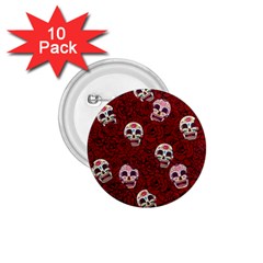 Funny Skull Rosebed 1 75  Buttons (10 Pack)