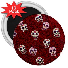 Funny Skull Rosebed 3  Magnets (10 Pack) 