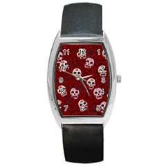 Funny Skull Rosebed Barrel Style Metal Watch