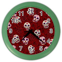 Funny Skull Rosebed Color Wall Clocks