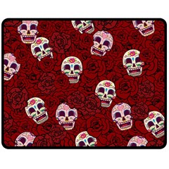 Funny Skull Rosebed Fleece Blanket (medium)  by designworld65