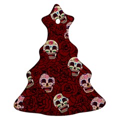 Funny Skull Rosebed Christmas Tree Ornament (two Sides)