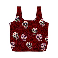 Funny Skull Rosebed Full Print Recycle Bags (m) 