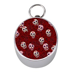 Funny Skull Rosebed Mini Silver Compasses