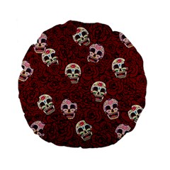 Funny Skull Rosebed Standard 15  Premium Flano Round Cushions