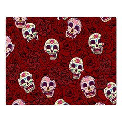 Funny Skull Rosebed Double Sided Flano Blanket (large) 