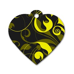 Floral Pattern Dog Tag Heart (two Sides) by Valentinaart