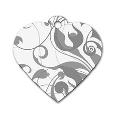 Floral Pattern Dog Tag Heart (two Sides) by Valentinaart