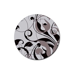 Floral Pattern Rubber Coaster (round)  by Valentinaart