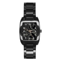 Floral Pattern Stainless Steel Barrel Watch