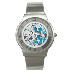 Floral Pattern Stainless Steel Watch by Valentinaart