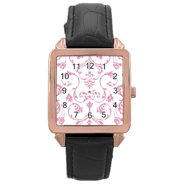 Ornament  Rose Gold Leather Watch 