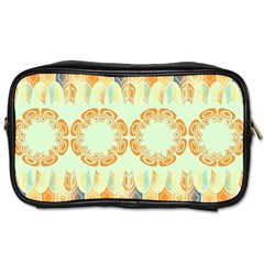 Ethnic Orange Pattern Toiletries Bags by linceazul