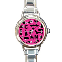 Car Plan Pinkcover Outside Round Italian Charm Watch by Mariart