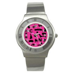 Car Plan Pinkcover Outside Stainless Steel Watch