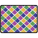 African Illutrations Plaid Color Rainbow Blue Green Yellow Purple White Line Chevron Wave Polkadot Double Sided Fleece Blanket (Large)  80 x60  Blanket Back