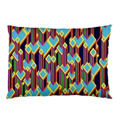 Building City Plaid Chevron Wave Blue Green Pillow Case by Mariart