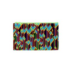 Building City Plaid Chevron Wave Blue Green Cosmetic Bag (xs)