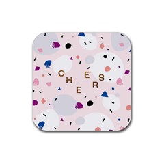 Cheers Polkadot Circle Color Rainbow Rubber Coaster (square) 