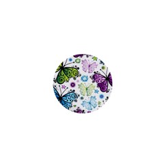 Butterfly Animals Fly Purple Green Blue Polkadot Flower Floral Star 1  Mini Magnets