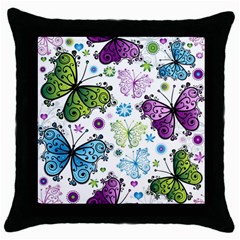 Butterfly Animals Fly Purple Green Blue Polkadot Flower Floral Star Throw Pillow Case (black)