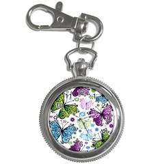 Butterfly Animals Fly Purple Green Blue Polkadot Flower Floral Star Key Chain Watches