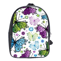 Butterfly Animals Fly Purple Green Blue Polkadot Flower Floral Star School Bags(large) 