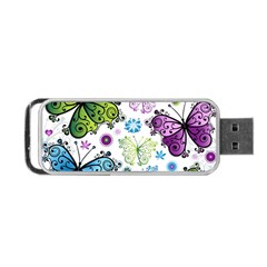 Butterfly Animals Fly Purple Green Blue Polkadot Flower Floral Star Portable Usb Flash (two Sides)