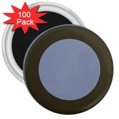 Circle Round Grey Blue 3  Magnets (100 Pack)