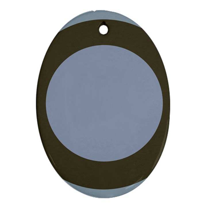 Circle Round Grey Blue Oval Ornament (Two Sides)