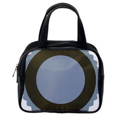 Circle Round Grey Blue Classic Handbags (one Side)