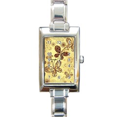 Butterfly Animals Fly Purple Gold Polkadot Flower Floral Star Sunflower Rectangle Italian Charm Watch by Mariart