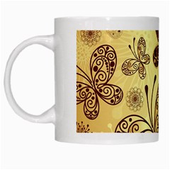 Butterfly Animals Fly Purple Gold Polkadot Flower Floral Star Sunflower White Mugs by Mariart