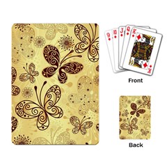 Butterfly Animals Fly Purple Gold Polkadot Flower Floral Star Sunflower Playing Card by Mariart